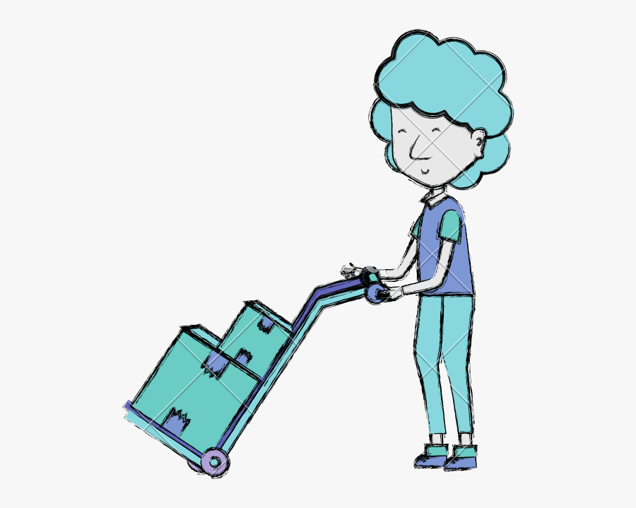 Delivery Man With Packages Sketch Clipart , Png Download - Cartoon, Transparent Clipart