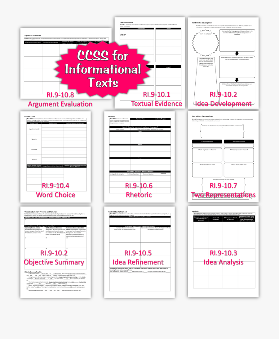 Ccss Graphic Organizers - Informational Text Analysis Graphic Organizer, Transparent Clipart