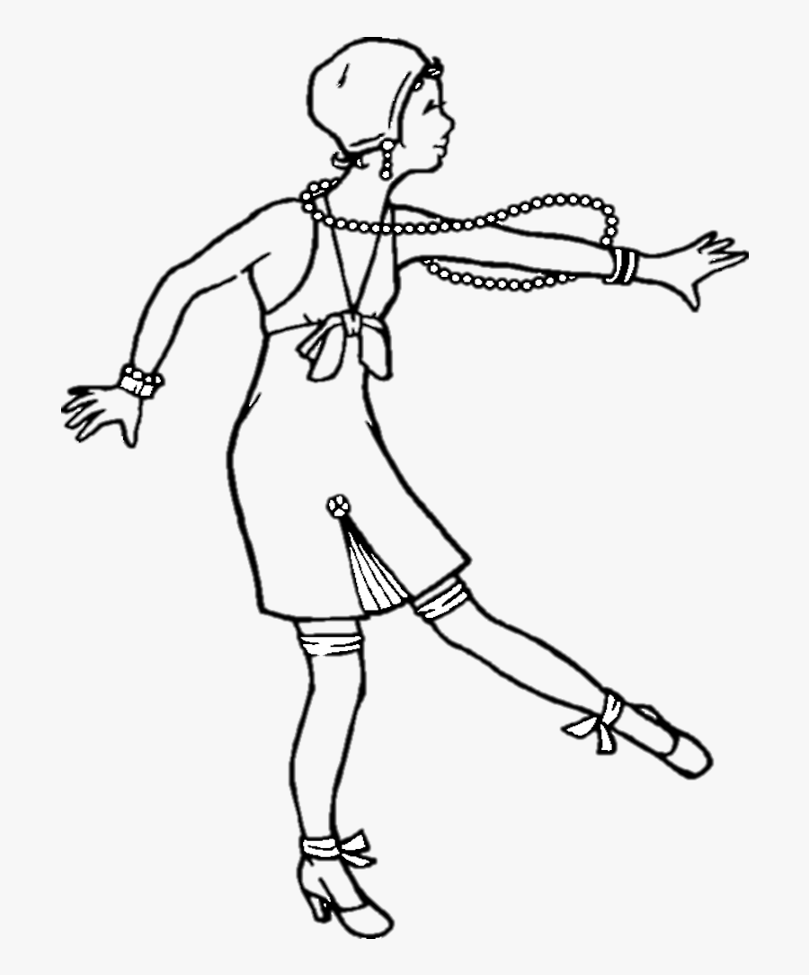 Coloring Book Line Art Drawing Clip Art Image - Coloring Pages Of 1920's Dancers, Transparent Clipart