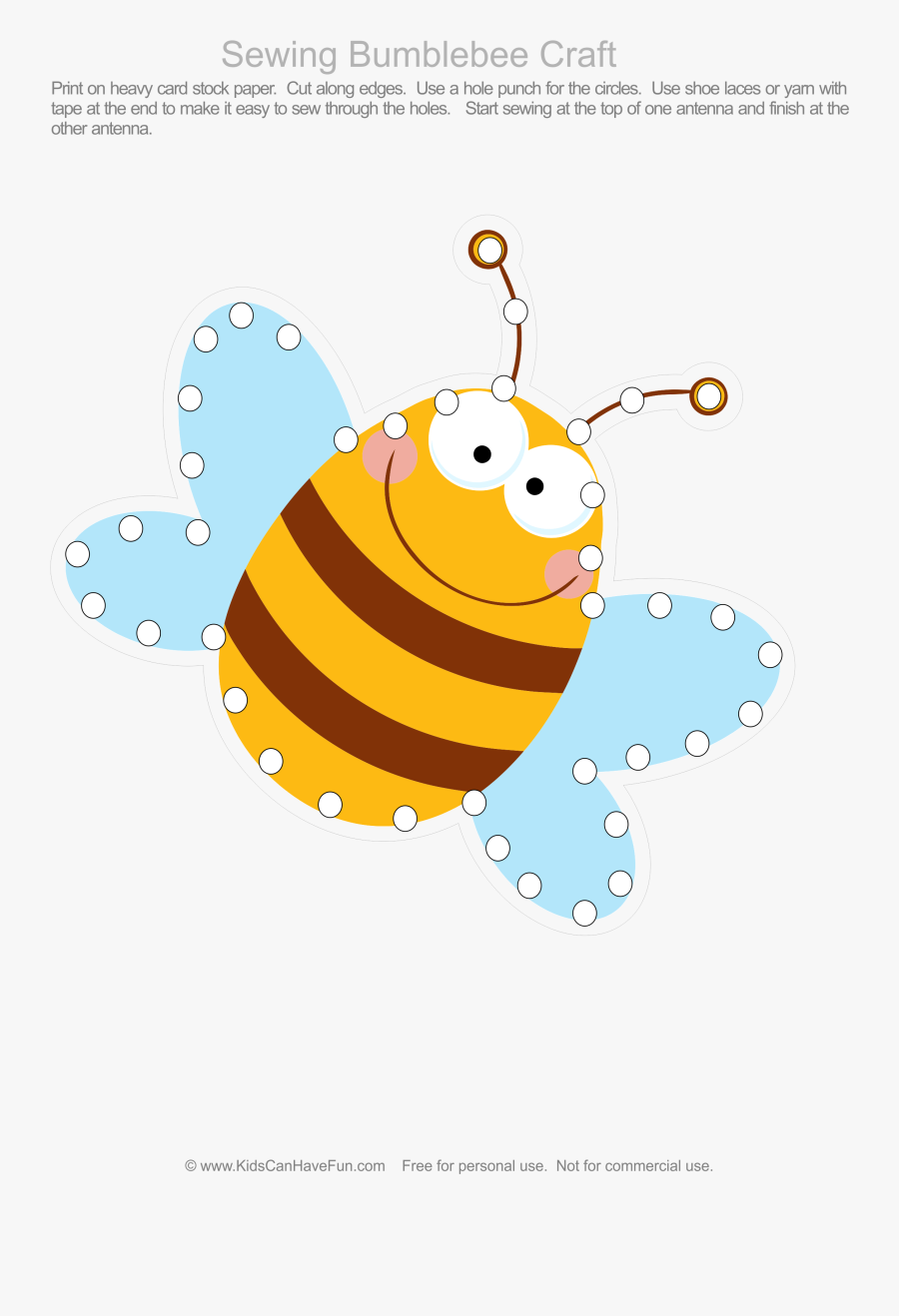 Insects Clipart Antennae - Bee Lacing Card, Transparent Clipart