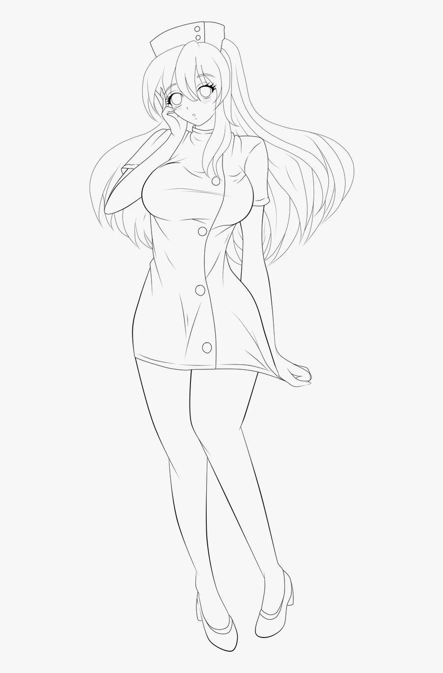 Lineart Picture Of Nurse - Line Art, Transparent Clipart