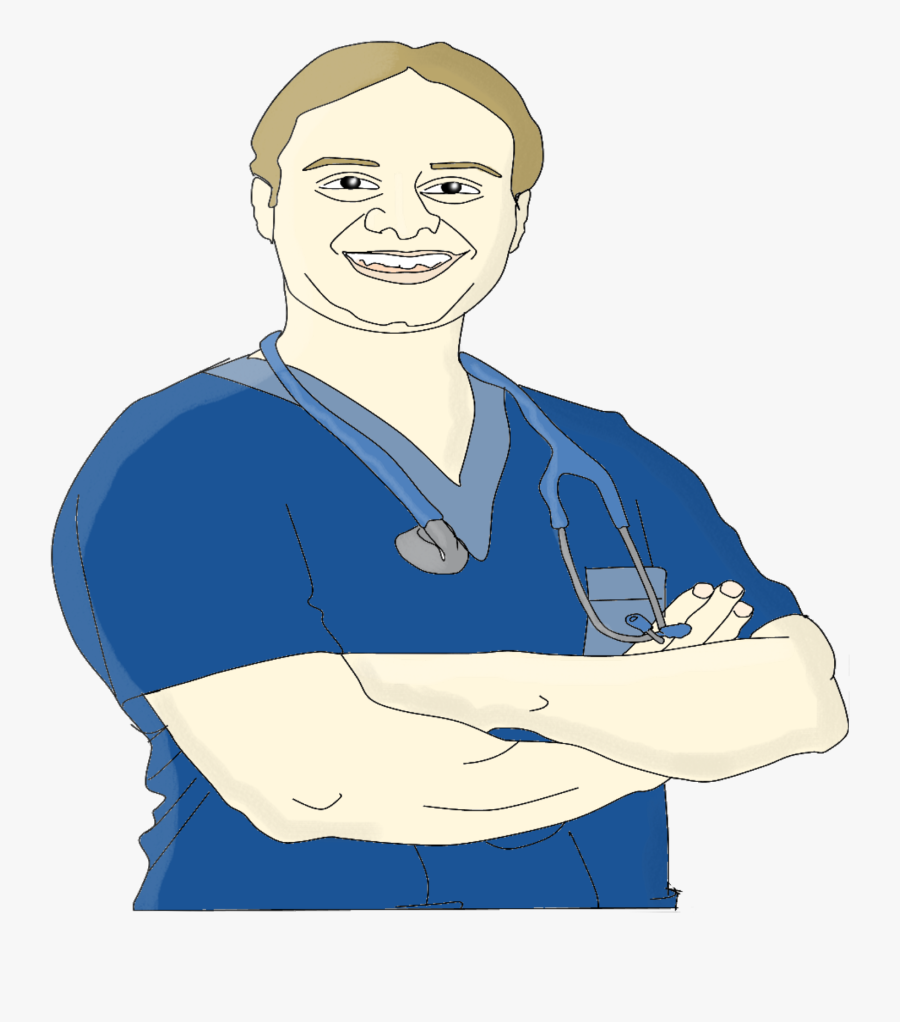 Drawing Of A Professional Male Nurse Free Image - Nursing Male Drawing, Transparent Clipart