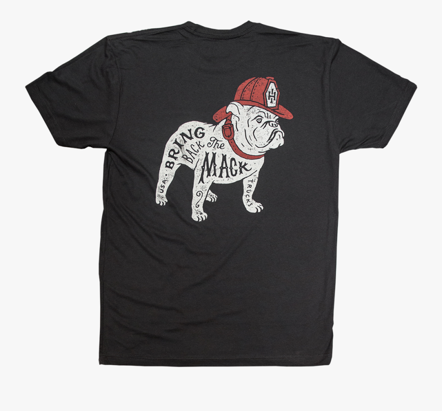 Bulldog Tee - Black - Mack Fire Trucks Dog, Transparent Clipart