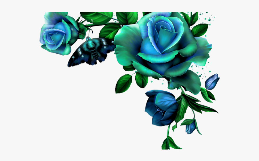Blue Flower Corner Png, Transparent Clipart