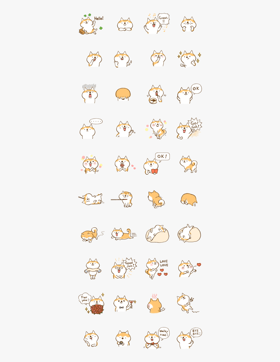 Cute Stickers Aesthetic Shiba, Transparent Clipart