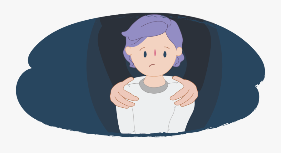 Kid Looking Worried With Adult"s Hands On Shoulders - Kid And Adults Png, Transparent Clipart