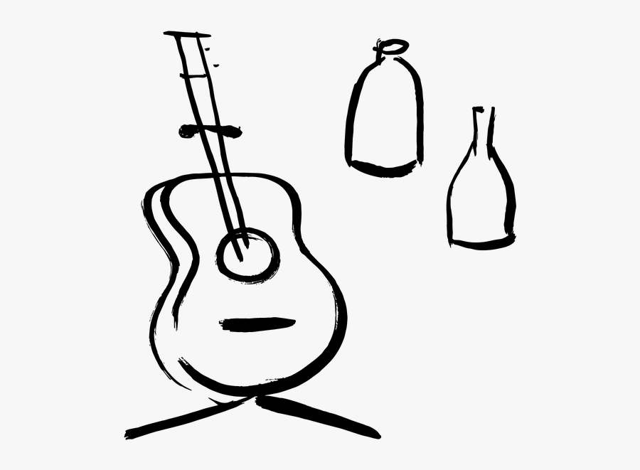 Pan Graphic Pan Music Guitar Bottles - Line Art, Transparent Clipart