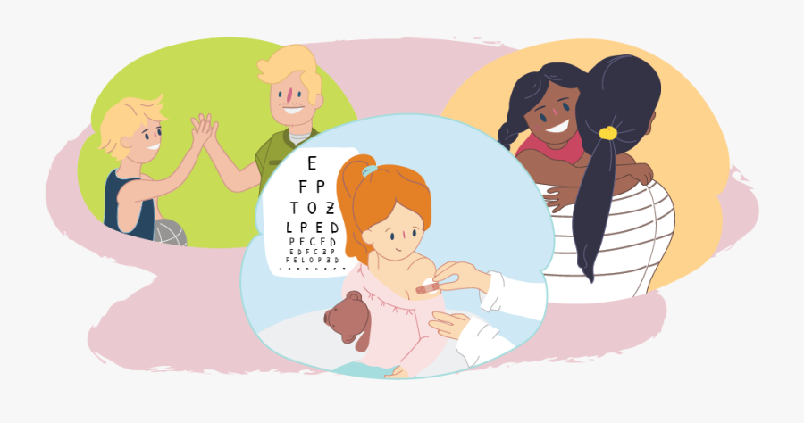 Kid Being High Fived, At The Doctors And Been Hugged - Cartoon, Transparent Clipart