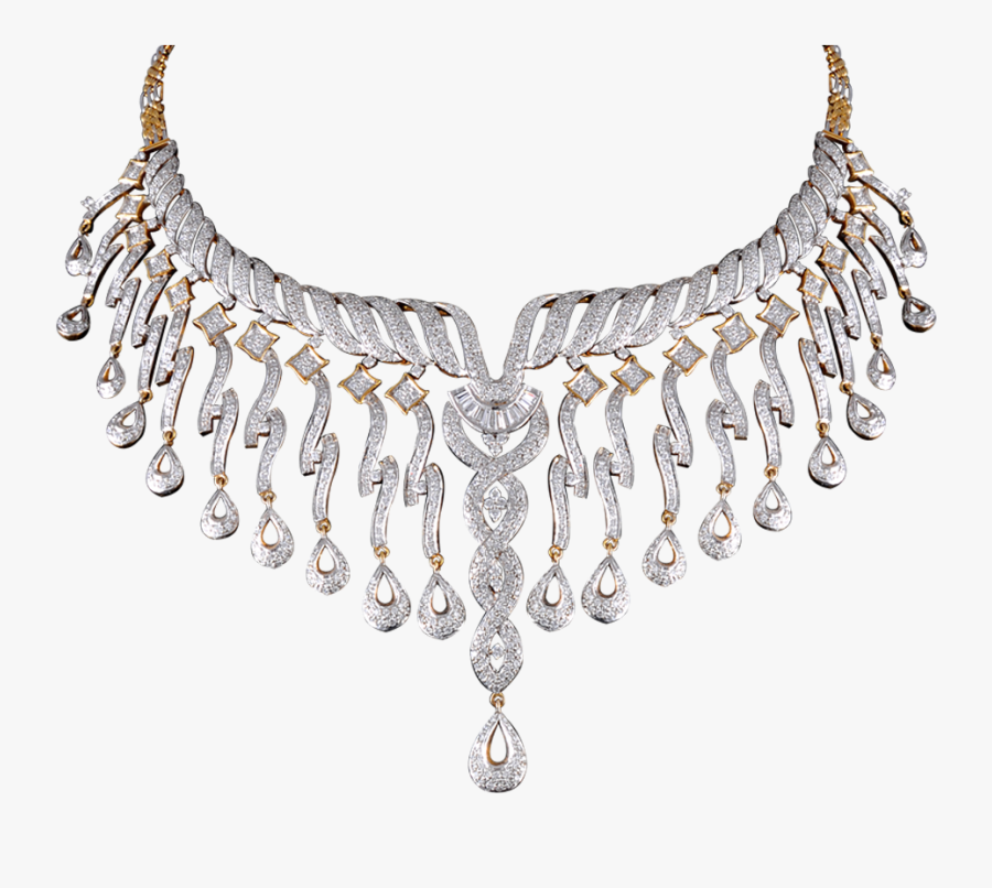 Gold And Diamond Necklace Png, Transparent Clipart