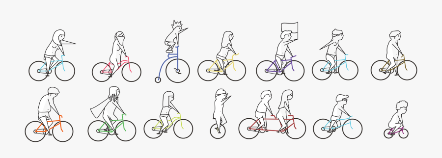Naked Bike Ride Illustration, Transparent Clipart
