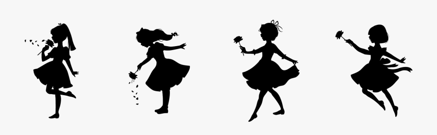 Transparent Shadow Puppet Clipart - Little Girl In Dress Silhouette, Transparent Clipart