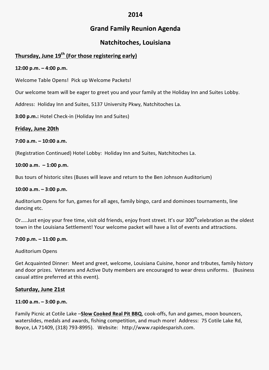 Clip Art Family Reunion Template - Family Reunion Agenda, Transparent Clipart