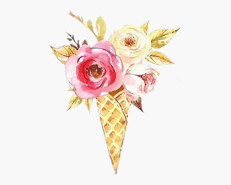 #cone #icecream #icecreamcone #flower #glamour #red - Ice Cream Cone, Transparent Clipart