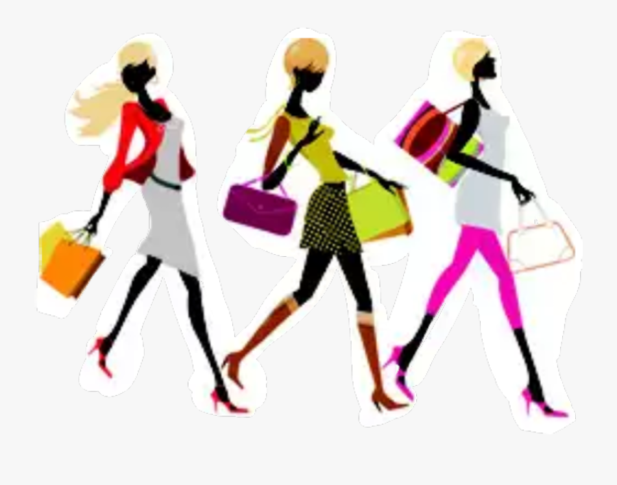 #women #lady #shopping #fashion #friends - Fashion Parade Clip Art, Transparent Clipart
