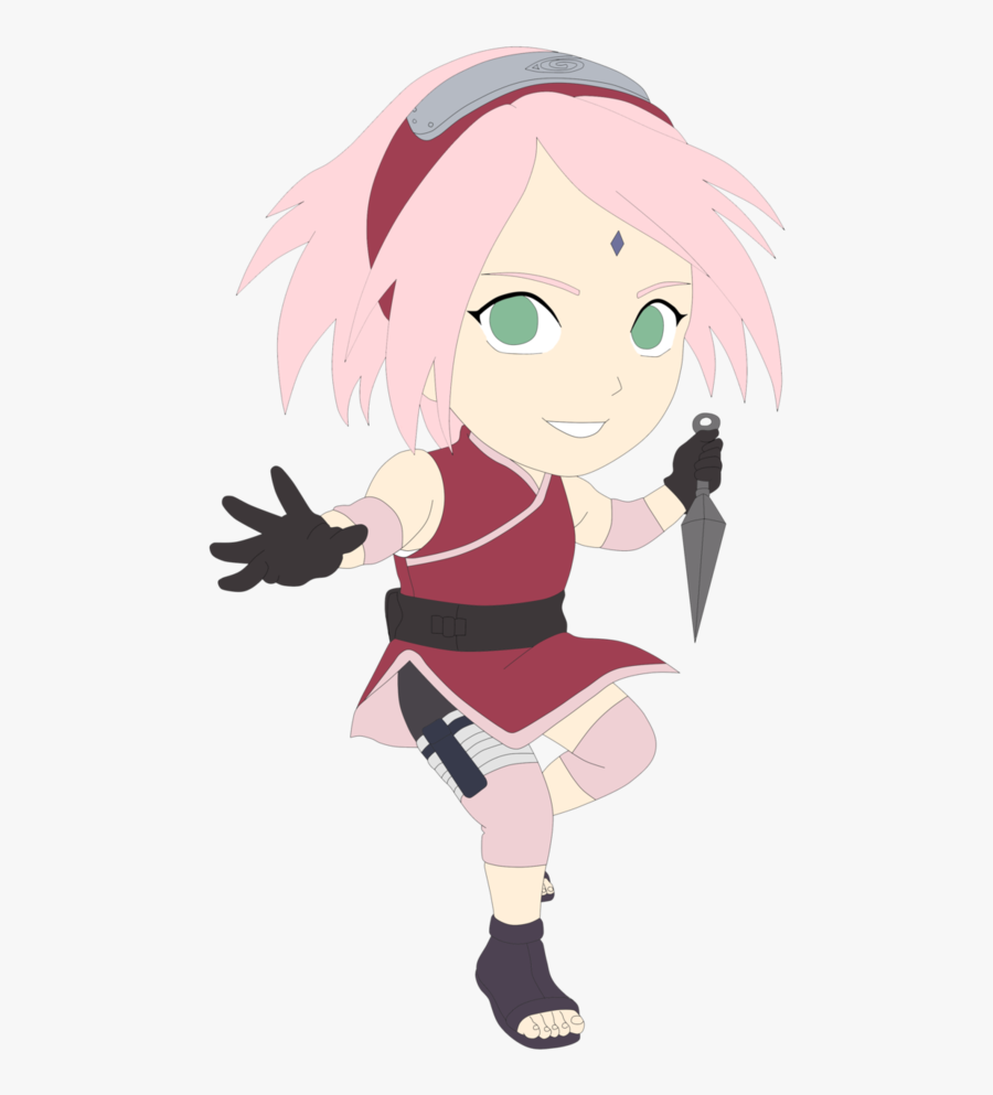 Chibi Sakura Haruno Line Art Colured By Twerk-jutsu - Naruto Shippuden Sakura Chibi Png, Transparent Clipart