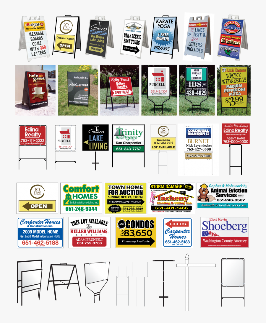 Clip Art Real Estate Sign Template - Generic Real Estate Signs, Transparent Clipart
