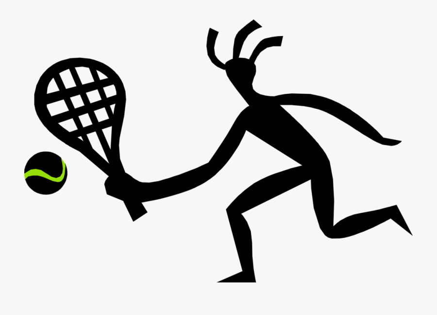 Vector Illustration Of Tennis Player With Racket Or - Illustration, Transparent Clipart