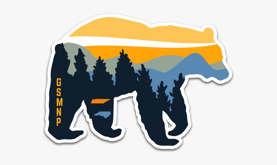 Smoky Mountain Bear Sticker, Transparent Clipart