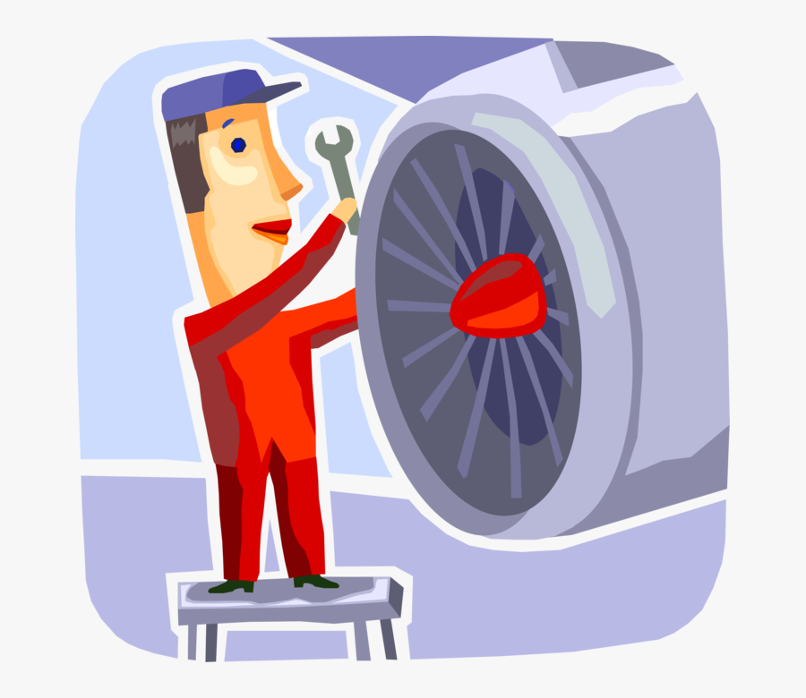 Engine Clipart Wrench - Aircraft Maintenance Engineer Cartoon, Transparent Clipart