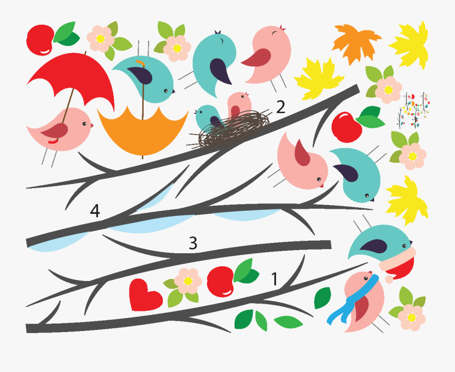Sticker Enfant Branches D Arbre Au 4 Saisons Ambiance, Transparent Clipart
