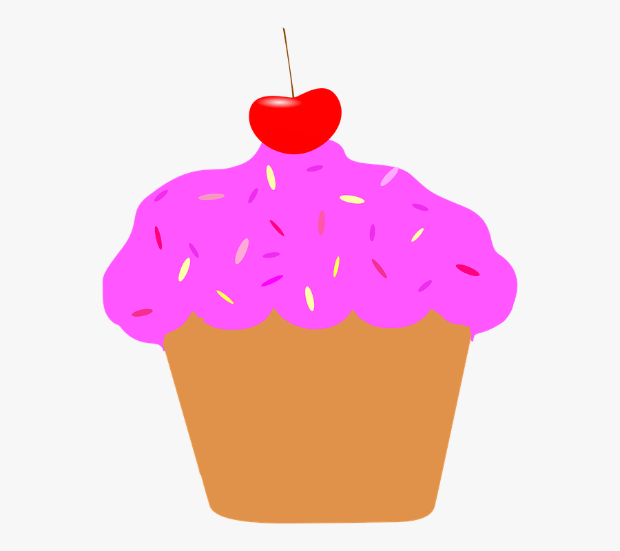 Pink Cherry Cupcake Clip Art At Vector Clip Art Online - Warna Cupcake, Transparent Clipart