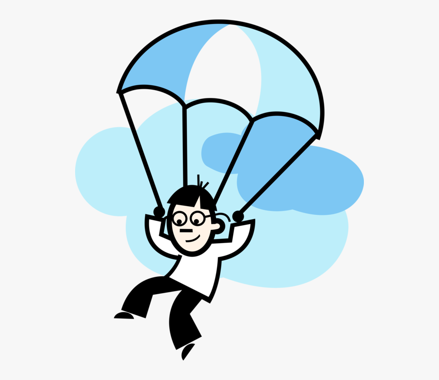 Vector Illustration Of Parachutist Parachuting To Earth - Paragliding Clip Art, Transparent Clipart