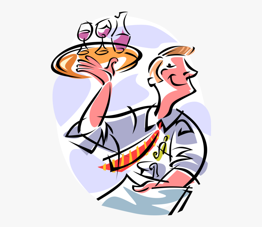 Vector Illustration Of Restaurant Maître D"hôtel Waiter - Table Service Vector, Transparent Clipart