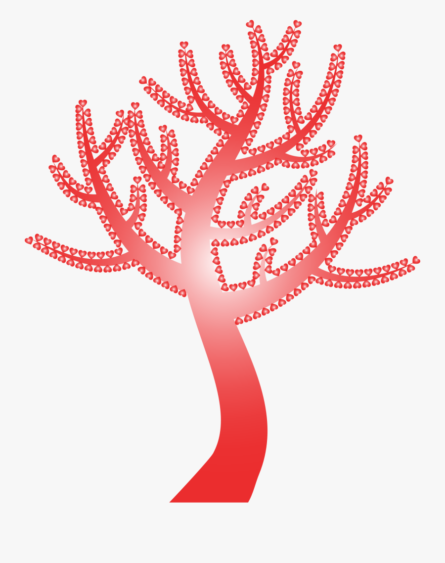 Colorful Valentine Hearts Tree 13 No Background Clip - Colorful Tree With Branches With Transparent Background, Transparent Clipart