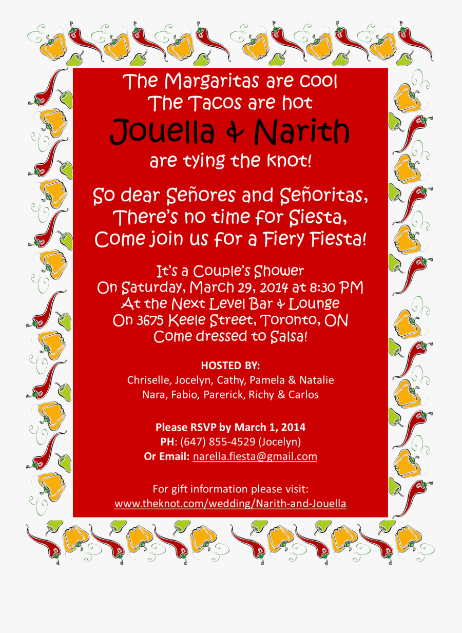 Clip Art Fiesta Invite - Coed Bridal Shower Invitations Fiesta, Transparent Clipart