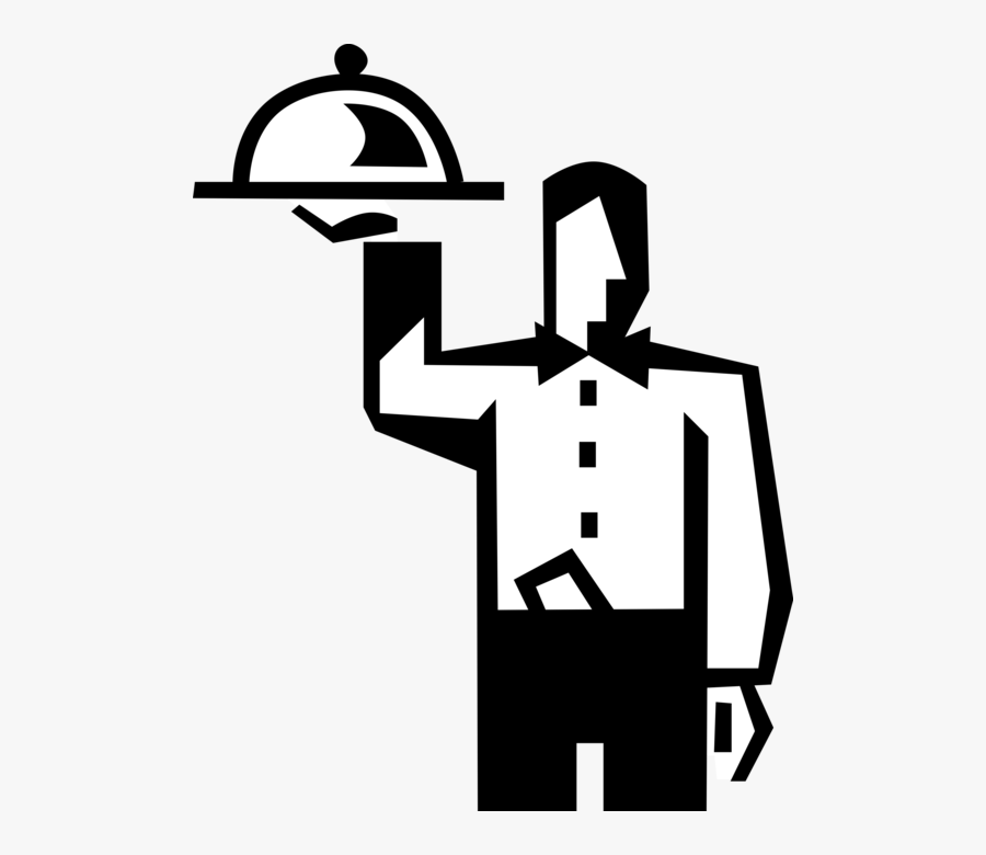 Vector Illustration Of Restaurant Maître D"hôtel Waiter - Garçom Servindo Png, Transparent Clipart
