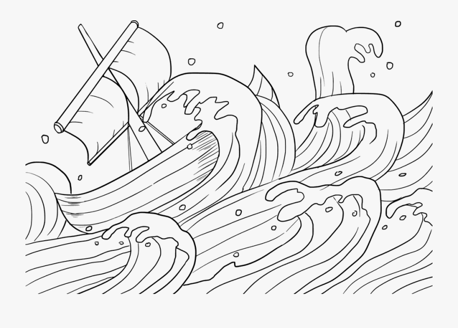 Jonah And The Storm Coloring Page, Transparent Clipart