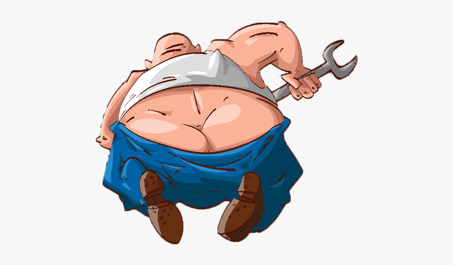 Plumber Funny Cartoon - Fat Mechanic Cartoon, Transparent Clipart