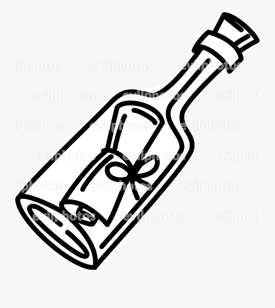 Message In A Bottle Drawing Vector And Stock Photo - Line Art, Transparent Clipart