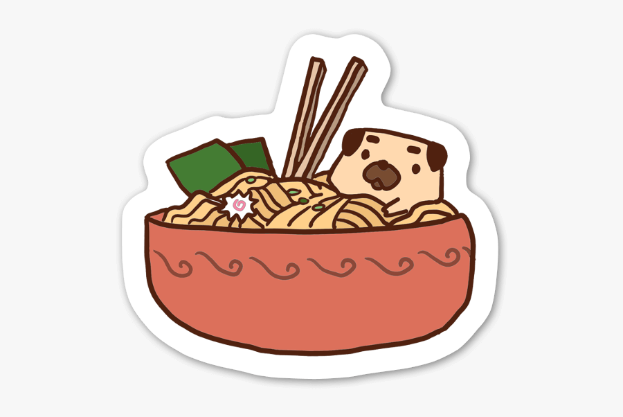 Ramen Noodle Lover Dog Sticker - Cartoon, Transparent Clipart