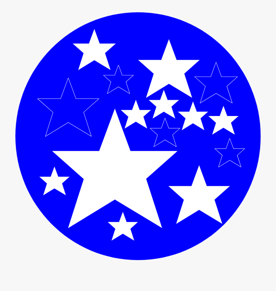Clip Art Free Stock Photo Illustration - Blue Circle With White Star, Transparent Clipart