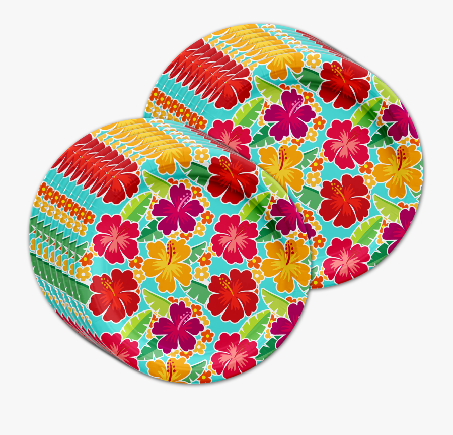 Hawaiian Luau Hibiscus Flower Birthday Party Tableware - Motif, Transparent Clipart
