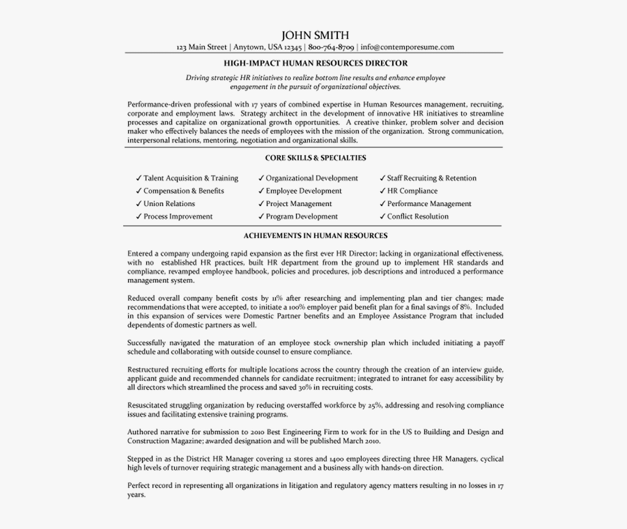 Clip Art Director Of Human Resources - Résumé, Transparent Clipart