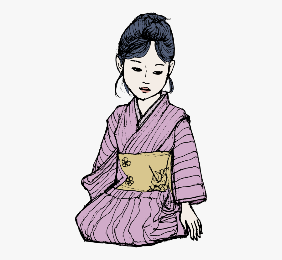 Kimono Japanese Dolls Computer Icons Clothing Coloring - Kimono Lady Png, Transparent Clipart