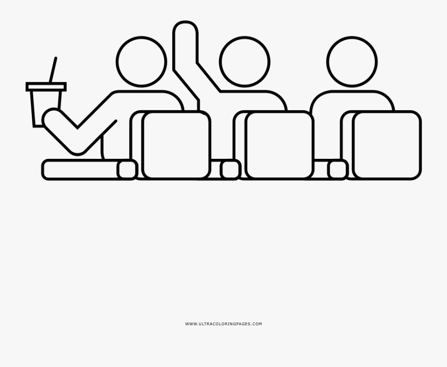 Movie Theater Coloring Page - Line Art, Transparent Clipart