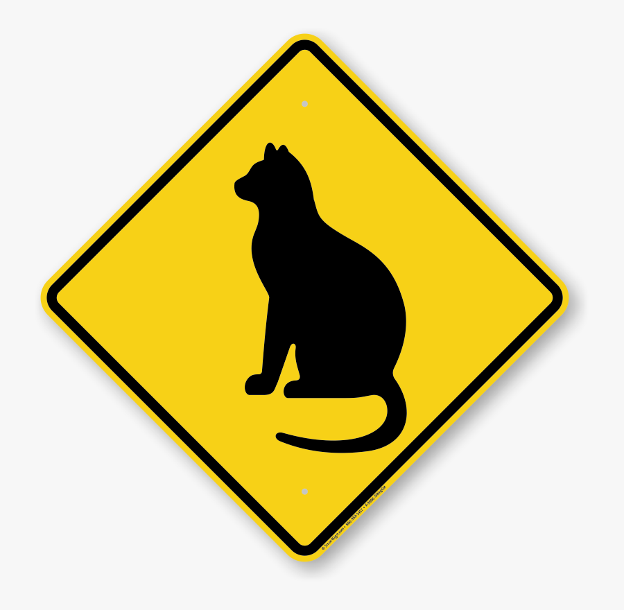 Sitting Cat Symbol Sign - Pedestrian Crossing Sign Clip Art, Transparent Clipart