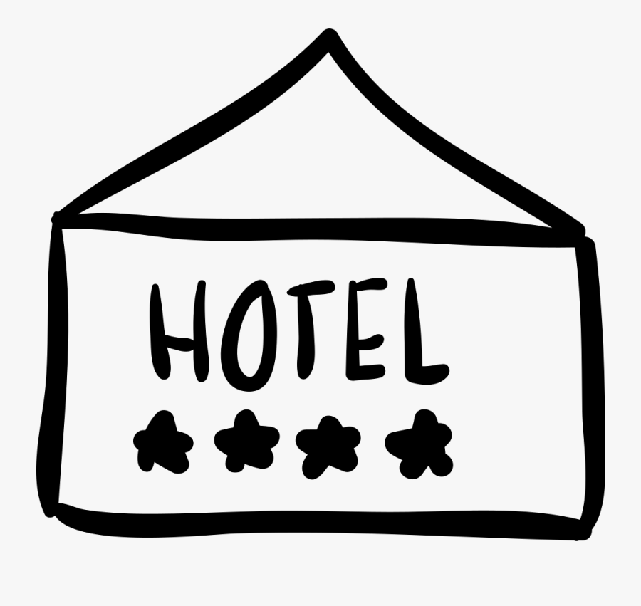 Hotel Four Stars Rectangular Signal Hand Drawn Outline - Hotel, Transparent Clipart