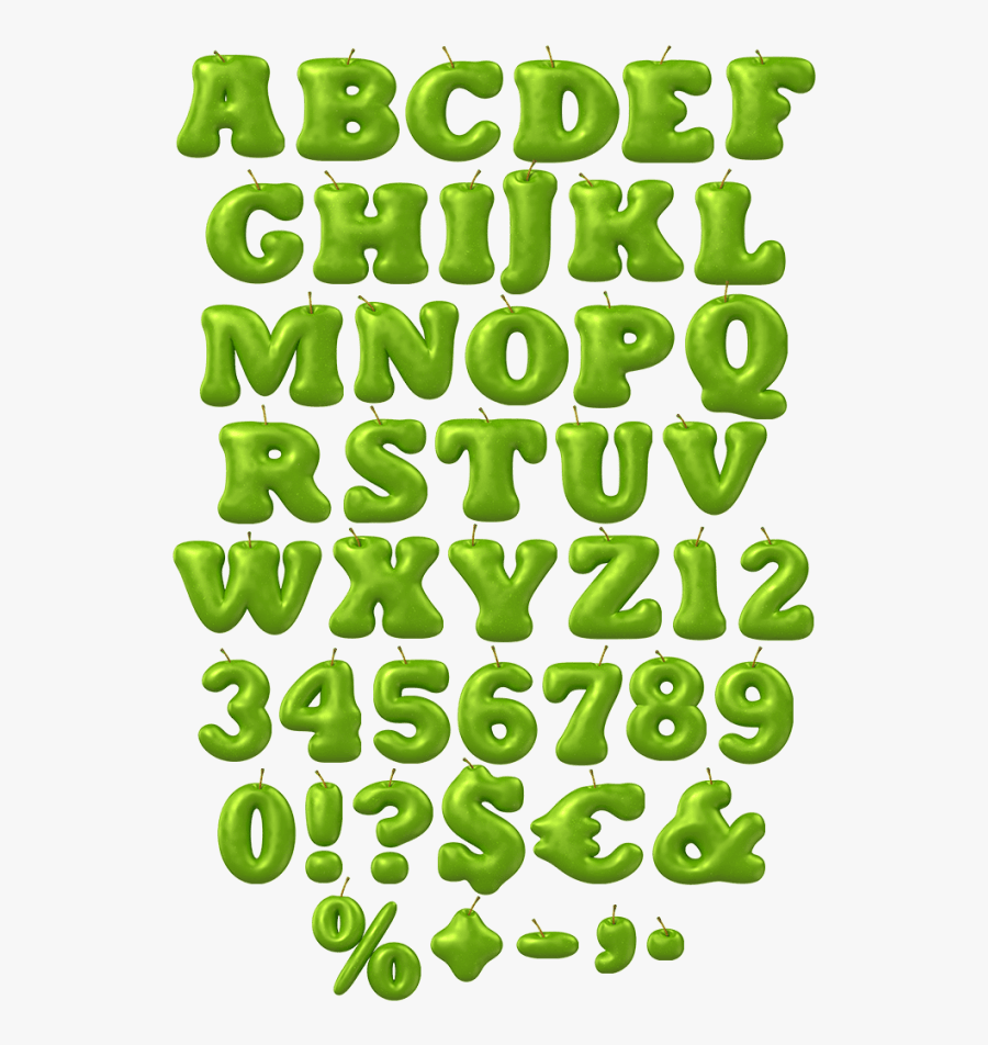 Apple Green Food Font - Green Fonts, Transparent Clipart