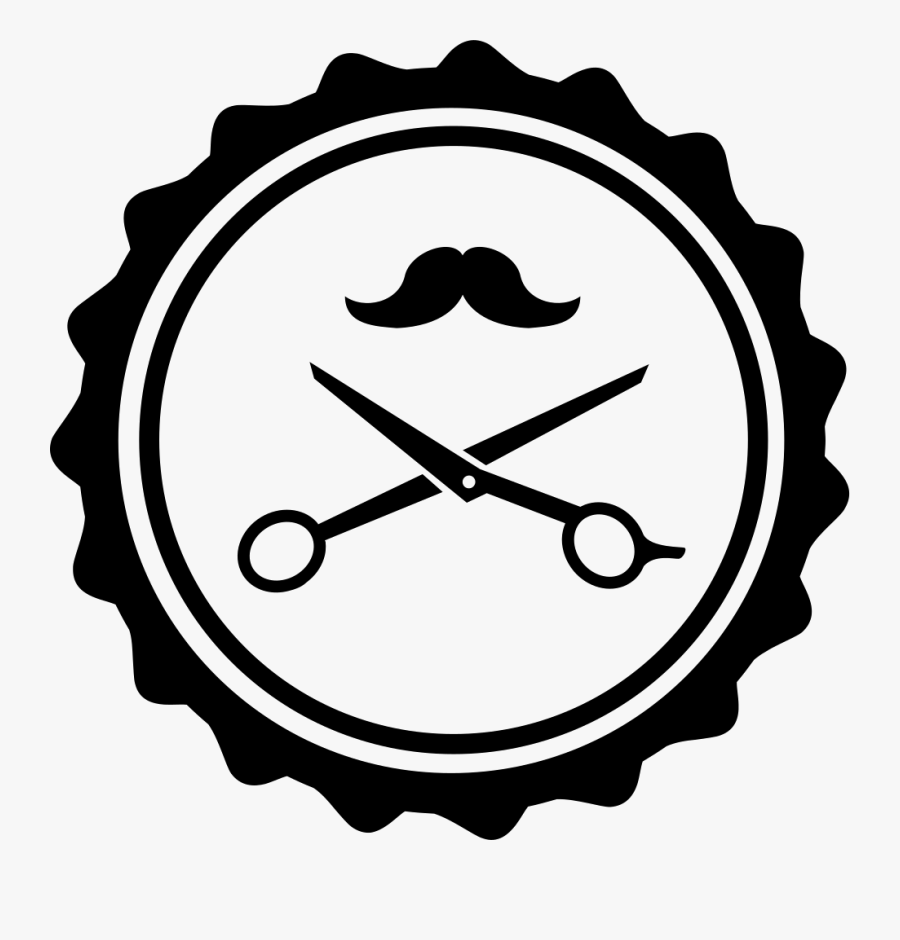 Hair Salon Badge With Scissors And Mustache - 100% Uptime, Transparent Clipart