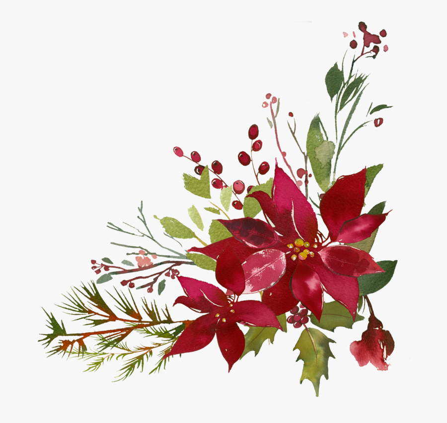 Transparent Free Flourishes Clipart - Watercolor Christmas Flower Png, Transparent Clipart