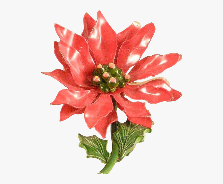 Christmas Poinsettia Flower Pin Vintage 1960s Enameled - Poinsettia, Transparent Clipart