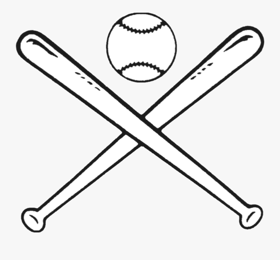 Transparent Softball Clipart Black And White - Baseball Bat And Ball Drawing, Transparent Clipart