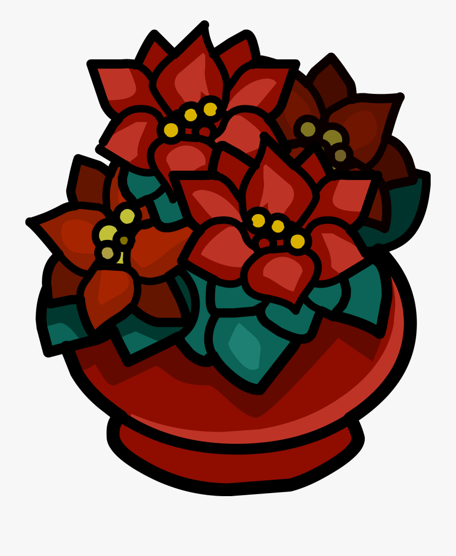 Potted Poinsettia, Transparent Clipart