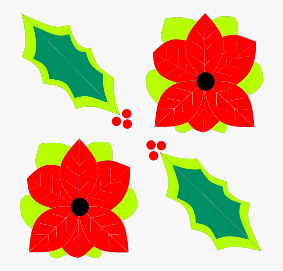 Poinsettia And Holly Design By Mooshkin, Transparent Clipart