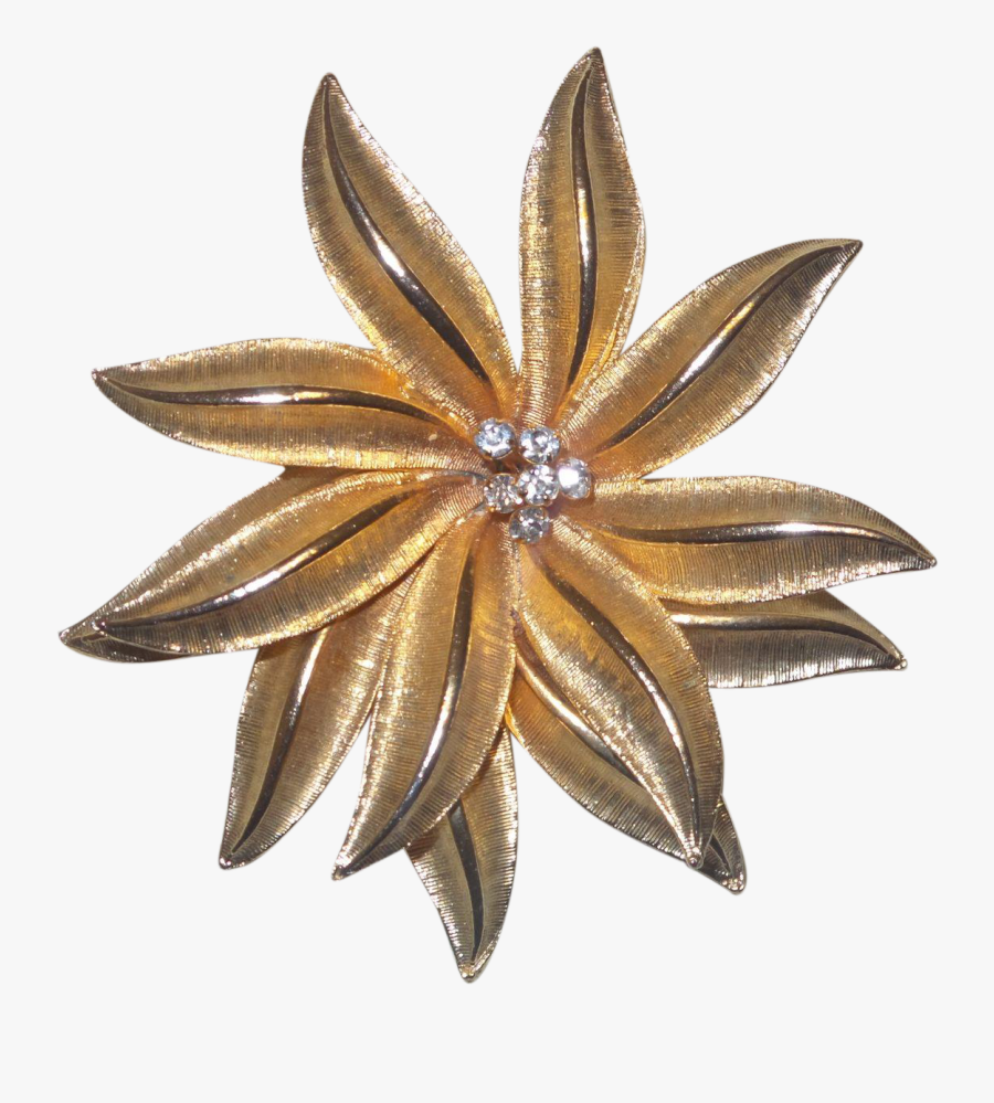 Unsigned Gerry"s Christmas Gold Tone Poinsettia Brooch - Body Jewelry, Transparent Clipart