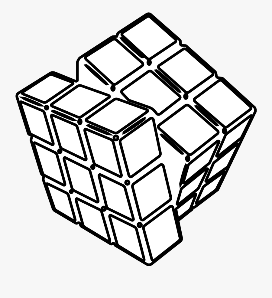 Square - Clip - Art - Black - And - White - Clipart Transparent Background Rubik's Cube Png, Transparent Clipart